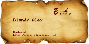 Blanár Alex névjegykártya