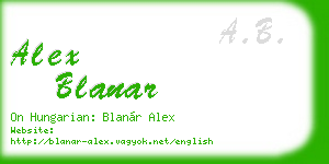alex blanar business card